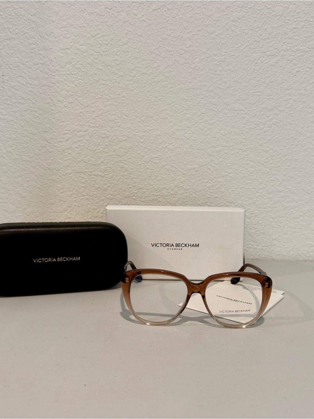 Victoria Beckham Brown to Cream Gradient Cat-Eye Glasses